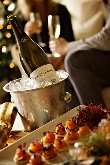 Wine and canapés food styling for photo shoot