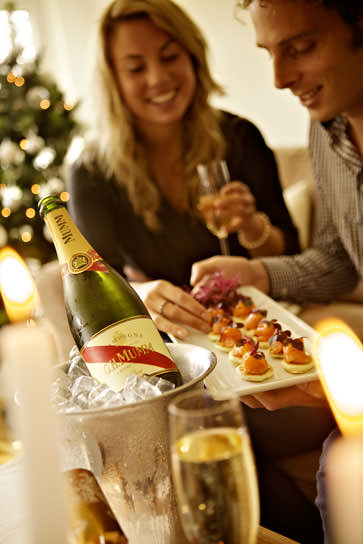 Wine and canapés food styling for photo shoot